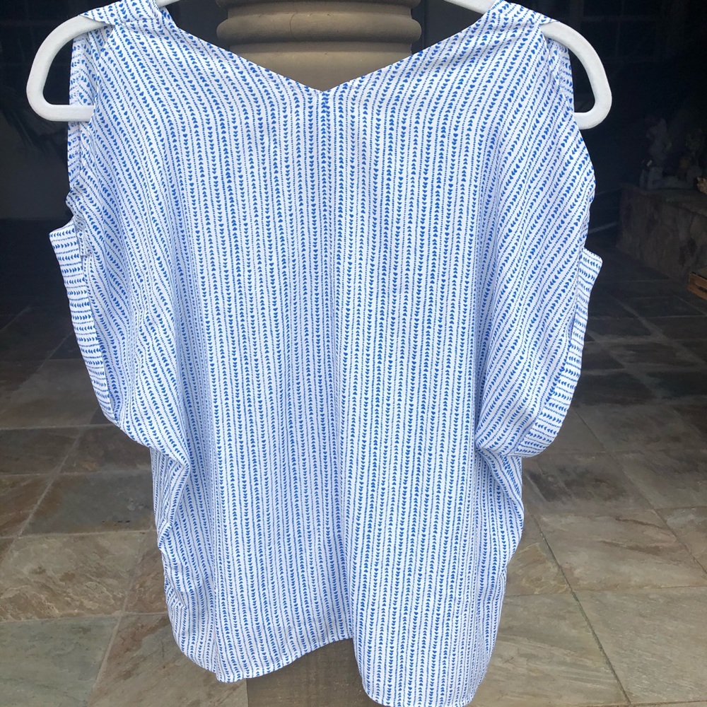 LUSH COLD SHOULDER SHORT SLEEVE BLOUSE S - Picture 2 of 6